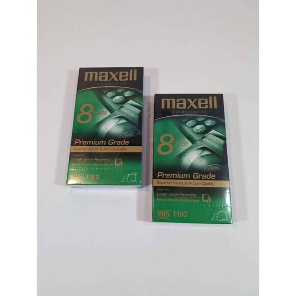 2 - Maxell T-160 8 hours‎ Premium Grade Video Cassette VHS Tapes New Sealed